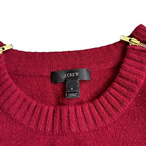 J. Crew wool red maroon sweater with gold zippers - Picture 3 of 7